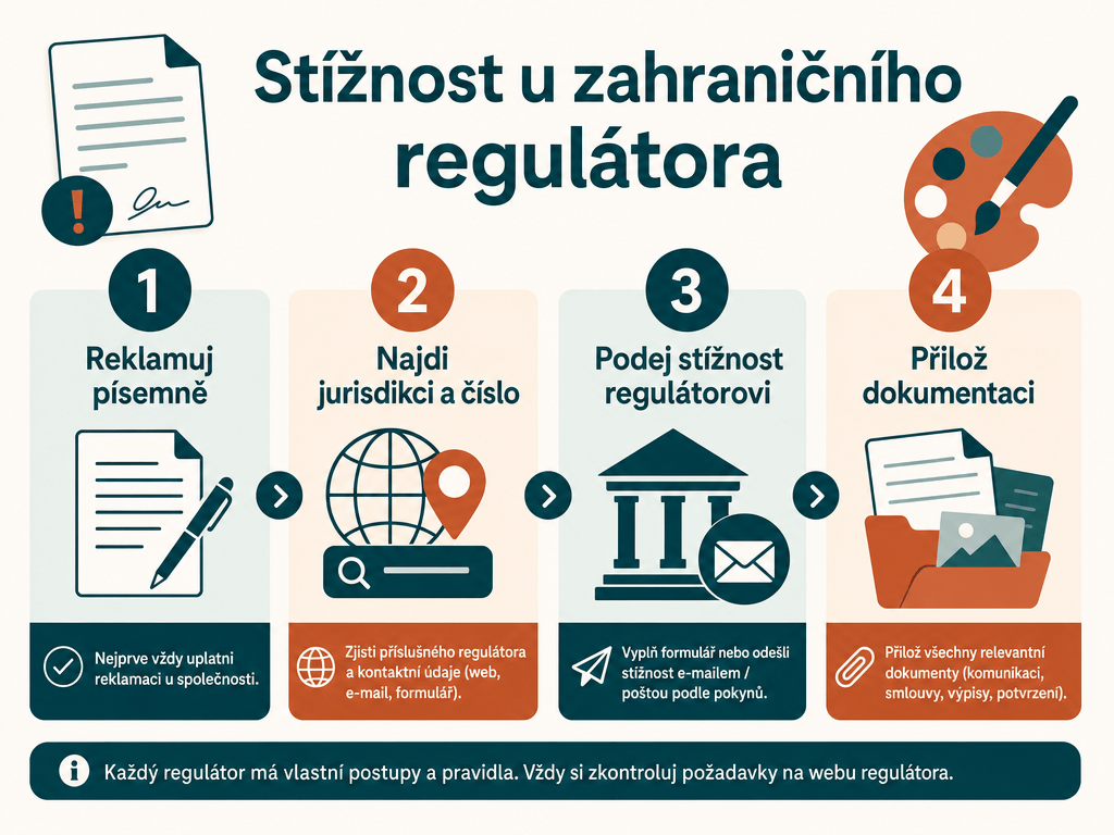 Jak podat stížnost u zahraničního regulátora ve čtyřech krocích